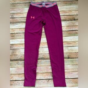 Under Armour Girls' Berry Purple Leggings with Pink Logo